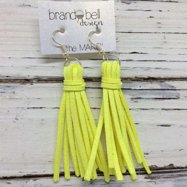 MARIE - Faux Suede Tassel Earrings  || NEON YELLOW