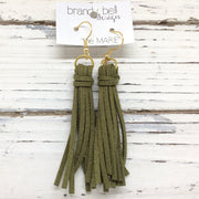 MARIE - Faux Suede Tassel Earrings  || OLIVE GREEN