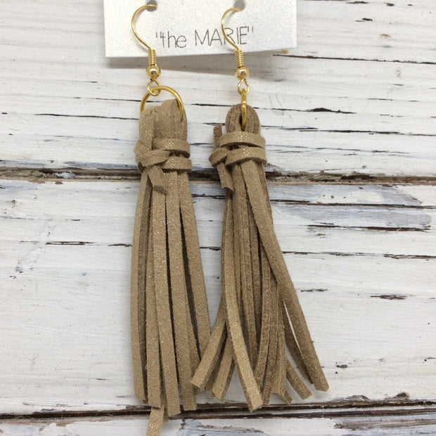 MARIE - Faux Suede Tassel Earrings  ||  SHIMMER GOLD