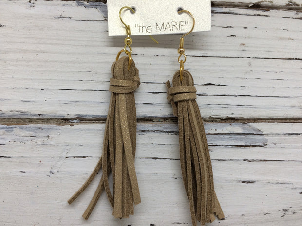 MARIE - Faux Suede Tassel Earrings  ||  SHIMMER GOLD