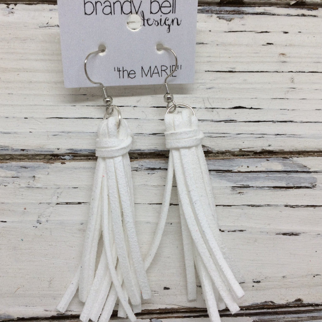 Faux leather shop tassel earrings
