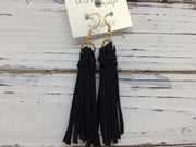 MARIE - Faux Suede Tassel Earrings  ||  BLACK