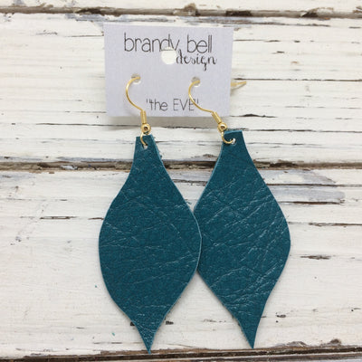 MAE - Leather Earrings  || DARK TEAL