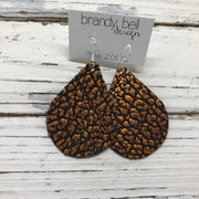 ZOEY (3 sizes available!) -  Leather Earrings  || METALLIC ORANGE & BLACK BISON