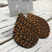 ZOEY (3 sizes available!) -  Leather Earrings  || METALLIC ORANGE & BLACK BISON