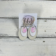 DIANE -  Leather Earrings  ||  <BR> COTTON CANDY GLITTER (FAUX LEATHER), <BR> MATTE WHITE, <BR> PEARL WHITE