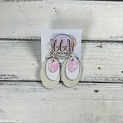 DIANE -  Leather Earrings  ||  <BR> COTTON CANDY GLITTER (FAUX LEATHER), <BR> MATTE WHITE, <BR> PEARL WHITE