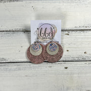 GRAY -  Leather Earrings  ||   <BR> WILLOW GLITTER (FAUX LEATHER), <BR> SHIMMER GOLD, <BR> SHIMMER VINTAGE PINK