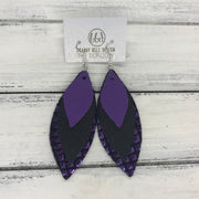 DOROTHY - Leather Earrings  ||  <BR> MATTE PURPLE, <BR> MATTE BLACK, <BR> METALLIC PURPLE MERMAID