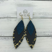 DOROTHY - Leather Earrings  ||  <BR> SHIMMER TEAL, <BR>MATTE BLACK, <BR> BLACK WITH METALLIC GOLD ACCENTS