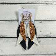 ANDY -  Leather Earrings  || <BR> PUMPKIN SPICE GLITTER (FAUX LEATHER), <BR> PEARL WHITE, <BR> MATTE BLACK