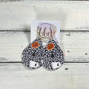 ZOEY (3 sizes available!) -  Leather Earrings  ||  GRAY LEOPARD HALLOWEEN (FAUX LEATHER)
