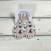 ZOEY (3 sizes available!) -  Leather Earrings  ||  HALLOWEEN DOGS ON GRAY (FAUX LEATHER)