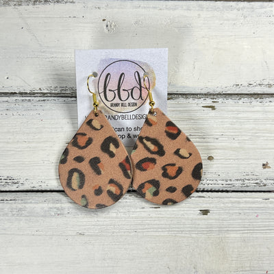 ZOEY (3 sizes available!) -  Leather Earrings  ||  DESERT SAND LEOPARD