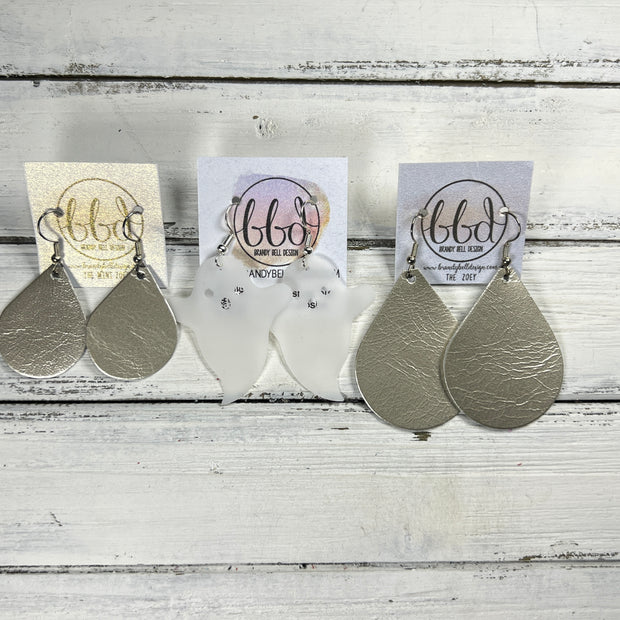 GHOST -  Leather Earrings  ||   <BR> TRANSPARENT WHITE JELLY (FAUX LEATHER)