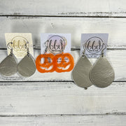 SMALL PUMPKIN -  Leather Earrings  ||   <BR> ORANGE GLITTER JELLY (FAUX LEATHER)