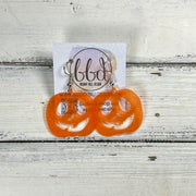 SMALL PUMPKIN -  Leather Earrings  ||   <BR> ORANGE GLITTER JELLY (FAUX LEATHER)