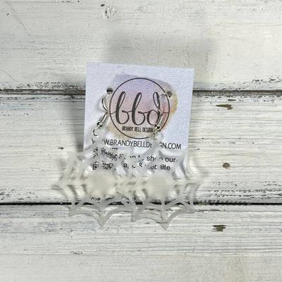 WEB -  Leather Earrings  ||   <BR> TRANSPARENT WHITE GLITTER JELLY (FAUX LEATHER)