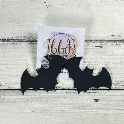 BAT -  Leather Earrings  ||   <BR> BLACK JELLY (FAUX LEATHER)