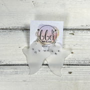 GHOST -  Leather Earrings  ||   <BR> TRANSPARENT WHITE JELLY (FAUX LEATHER)