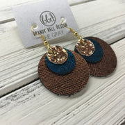 GRAY - Leather Earrings  ||    <BR> ROSE GOLD GLITTER (NOT REAL LEATHER), <BR> SHIMMER TEAL,  <BR> METALLIC BRONZE SAFFIANO
