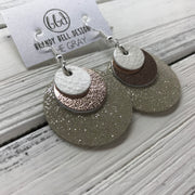 GRAY - Leather Earrings  ||    <BR> PEARL WHITE, <BR>METALLIC ROSE GOLD SMOOTH,  <BR> SHIMMER TAUPE