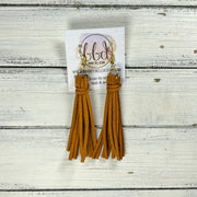 MARIE - Faux Suede Tassel Earrings  || CAMEL BROWN