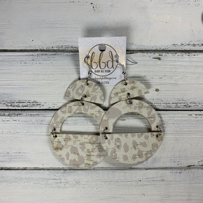 OLIVIA -  Leather Earrings  ||   *2 SIZES!*<BR> *CORK* NUDE LEOPARD ANIMAL PRINT (choose "U" or "N" shape)