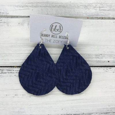 ZOEY (3 sizes available!) -  Leather Earrings  ||   NAVY BLUE BRAIDED