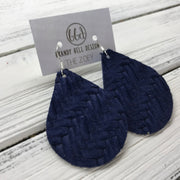 ZOEY (3 sizes available!) -  Leather Earrings  ||   NAVY BLUE BRAIDED