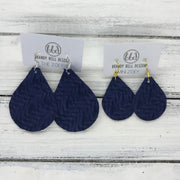 ZOEY (3 sizes available!) -  Leather Earrings  ||   NAVY BLUE BRAIDED