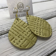 ZOEY (3 sizes available!) -  Leather Earrings  ||   PALE YELLOW PANAMA WEAVE