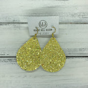 ZOEY (3 sizes available!) -  GLITTER ON CANVAS Earrings  (not leather) ||  DAFFODIL YELLOW GLITTER