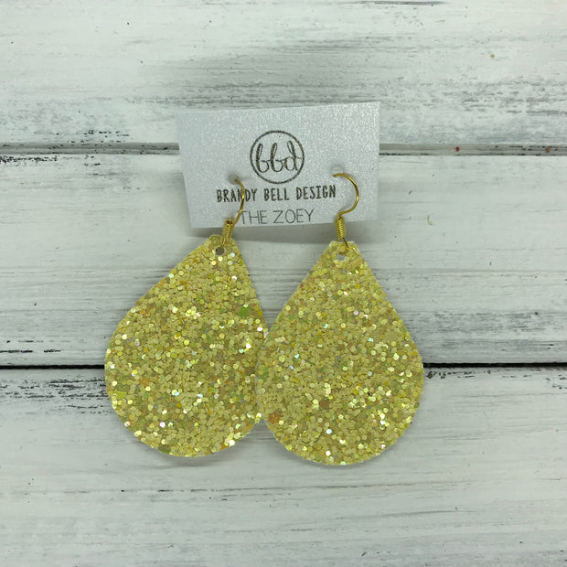 ZOEY (3 sizes available!) -  GLITTER ON CANVAS Earrings  (not leather) ||  DAFFODIL YELLOW GLITTER