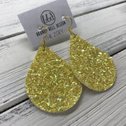 ZOEY (3 sizes available!) -  GLITTER ON CANVAS Earrings  (not leather) ||  DAFFODIL YELLOW GLITTER