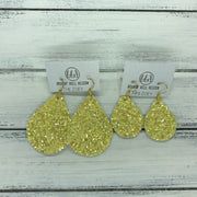 ZOEY (3 sizes available!) -  GLITTER ON CANVAS Earrings  (not leather) ||  DAFFODIL YELLOW GLITTER