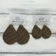 ZOEY (3 sizes available!) -  Leather Earrings  ||   BROWN BRAIDED