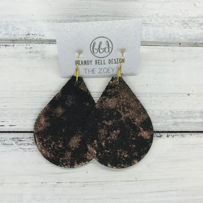 ZOEY (3 sizes available!) -  Leather Earrings  ||   METALLIC ROSE GOLD NORTHERN LIGHTS ON BLACK