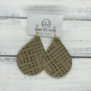 ZOEY (3 sizes available!) -  Leather Earrings  ||   TAN PANAMA WEAVE