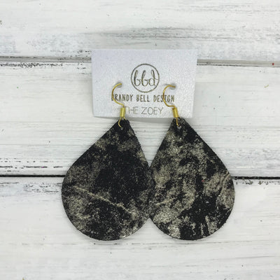 ZOEY (3 sizes available!) -  Leather Earrings  ||   METALLIC CHAMPAGNE NORTHERN LIGHTS ON BLACK