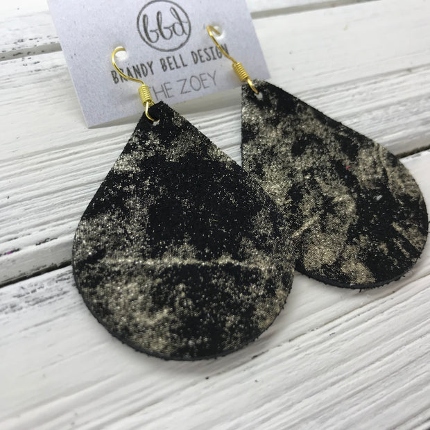 ZOEY (3 sizes available!) -  Leather Earrings  ||   METALLIC CHAMPAGNE NORTHERN LIGHTS ON BLACK