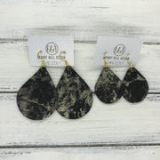 ZOEY (3 sizes available!) -  Leather Earrings  ||   METALLIC CHAMPAGNE NORTHERN LIGHTS ON BLACK
