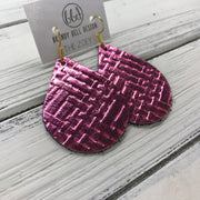 ZOEY (3 sizes available!) -  Leather Earrings  ||   METALLIC PINK PANAMA WEAVE