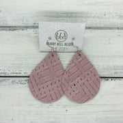 ZOEY (3 sizes available!) -  Leather Earrings  ||   MATTE LIGHT PINK PANAMA WEAVE