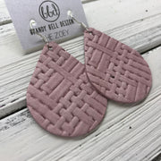 ZOEY (3 sizes available!) -  Leather Earrings  ||   MATTE LIGHT PINK PANAMA WEAVE