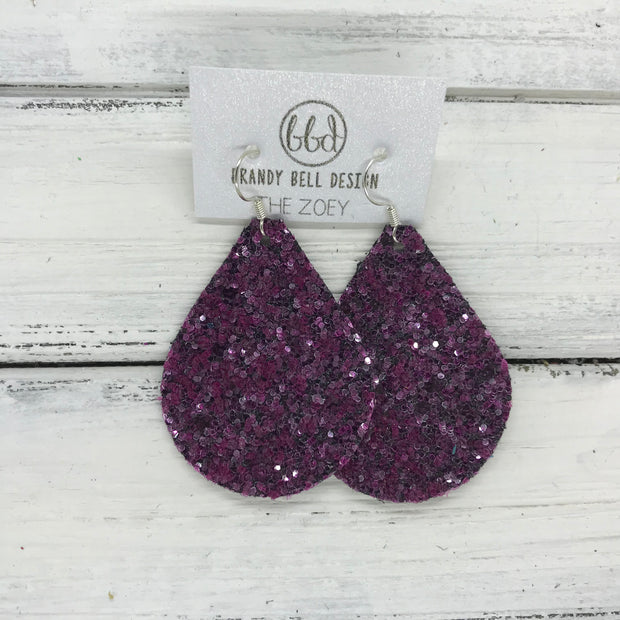 ZOEY (3 sizes available!) -  GLITTER ON CANVAS Earrings  (not leather) ||  MULBERRY GLITTER