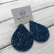 ZOEY (3 sizes available!) -  GLITTER ON CANVAS Earrings  (not leather) ||  DARK TEAL GLITTER