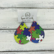 ZOEY (3 sizes available!) -  Leather Earrings  ||   PUZZLE PIECES (AUTISM AWARENESS)