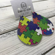 ZOEY (3 sizes available!) -  Leather Earrings  ||   PUZZLE PIECES (AUTISM AWARENESS)