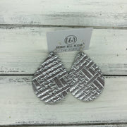 ZOEY (3 sizes available!) -  Leather Earrings  ||   METALLIC SILVER PANAMA WEAVE